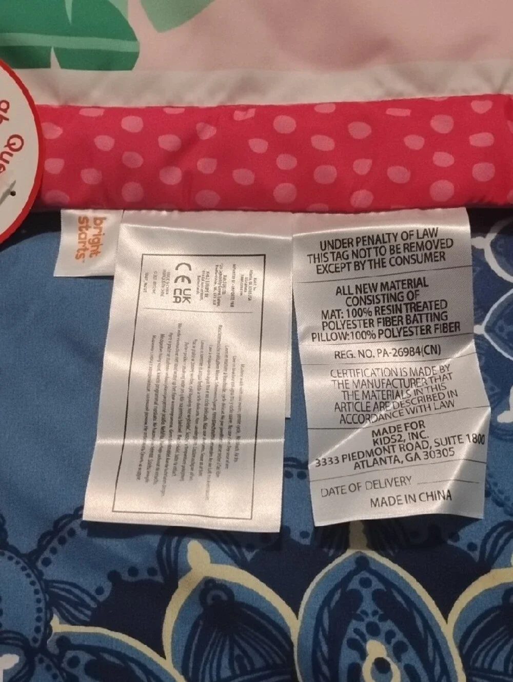 NWT Pink Unicorn Baby Activity Mat with Hanging Toys